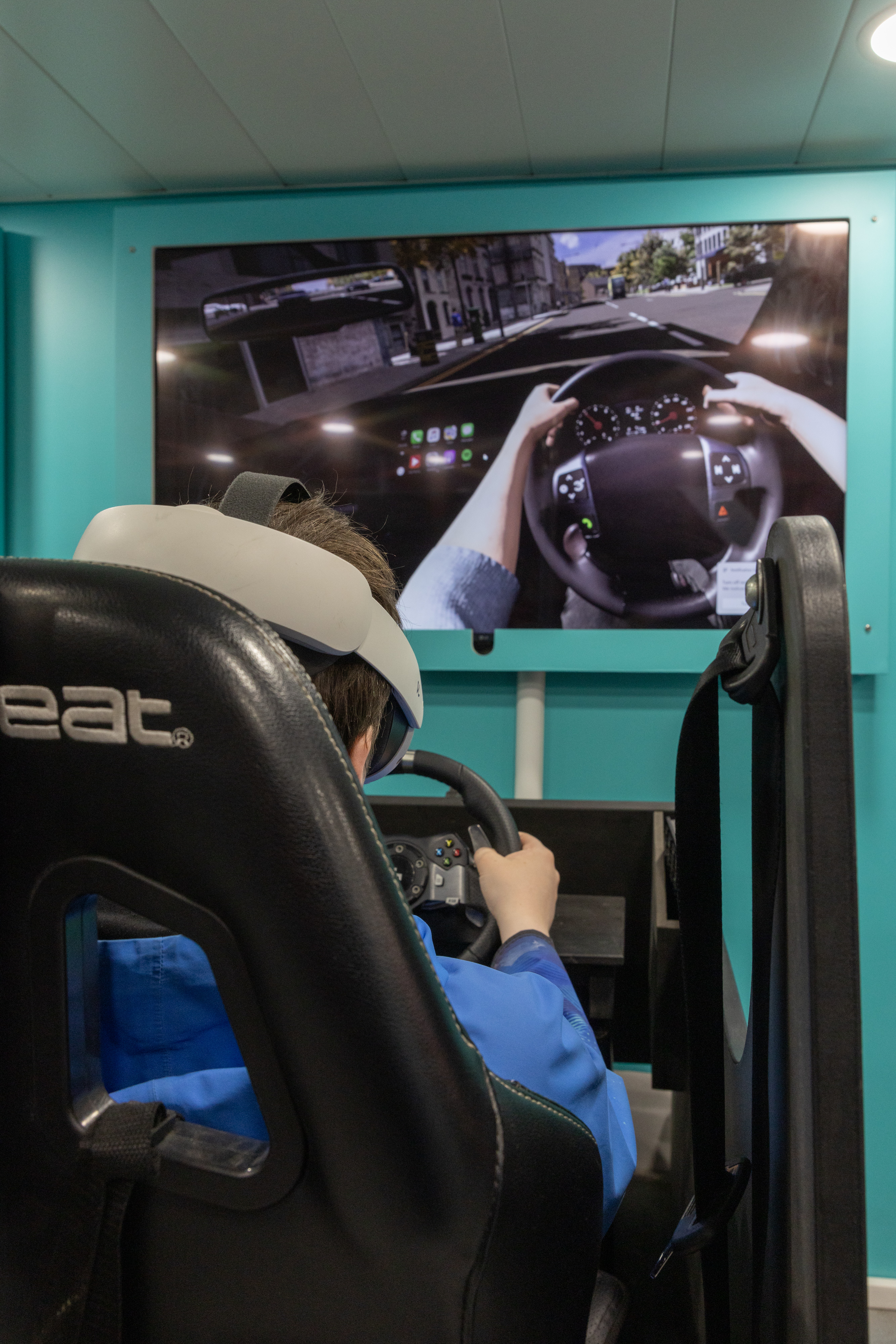Person playing video game.